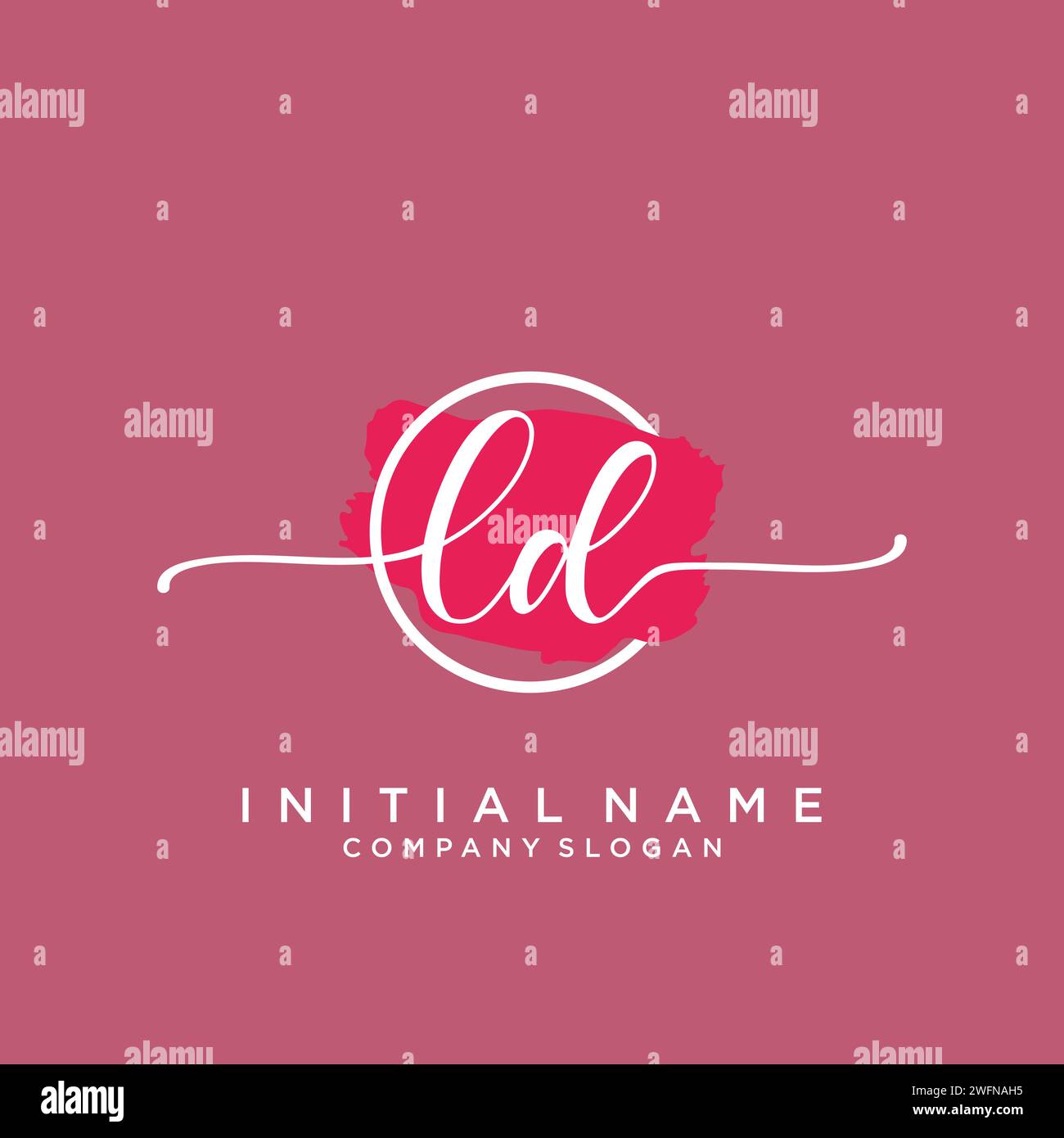 LD Initial handwriting logo with circle Stock Vector