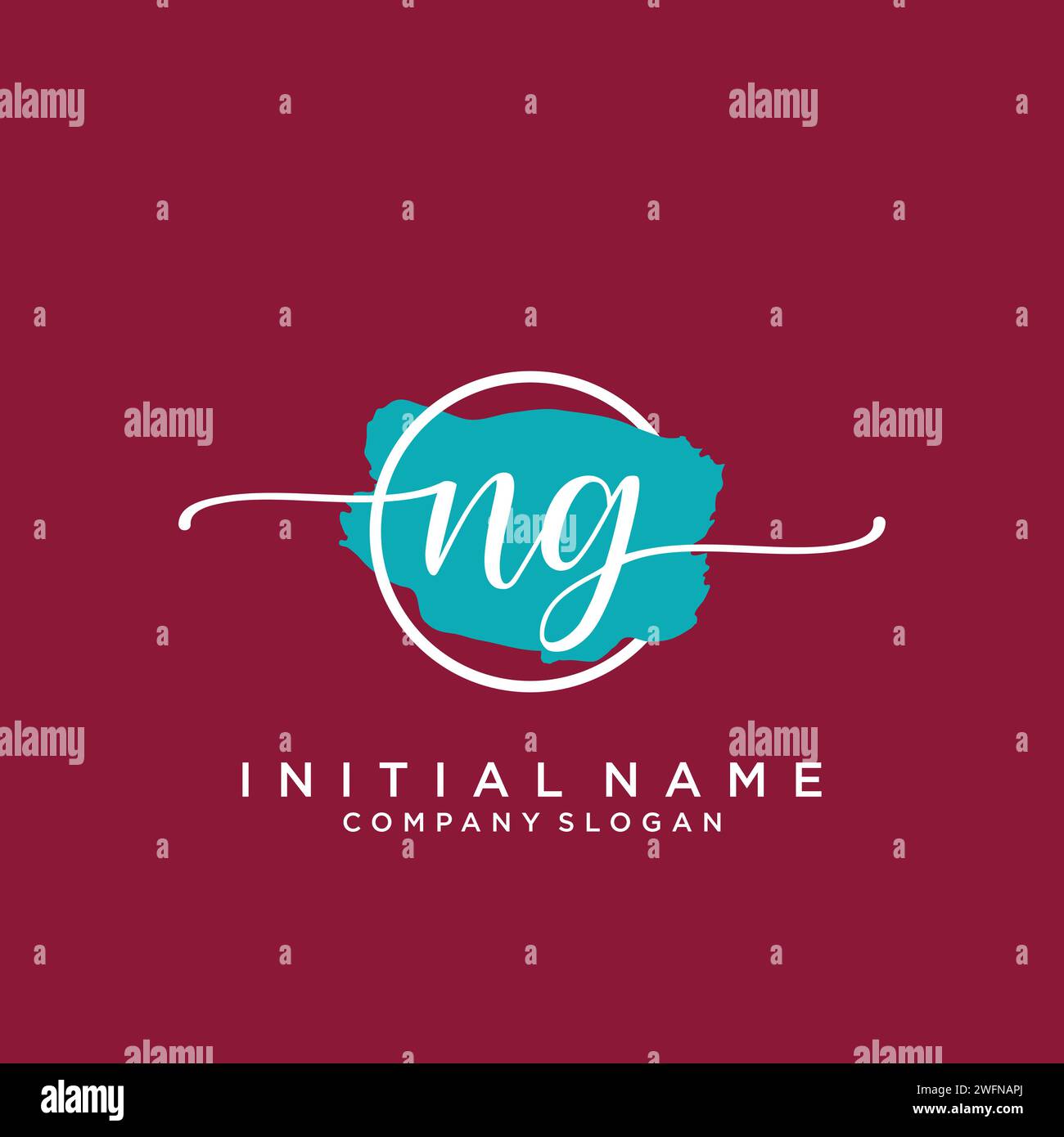 NG Initial handwriting logo with circle Stock Vector