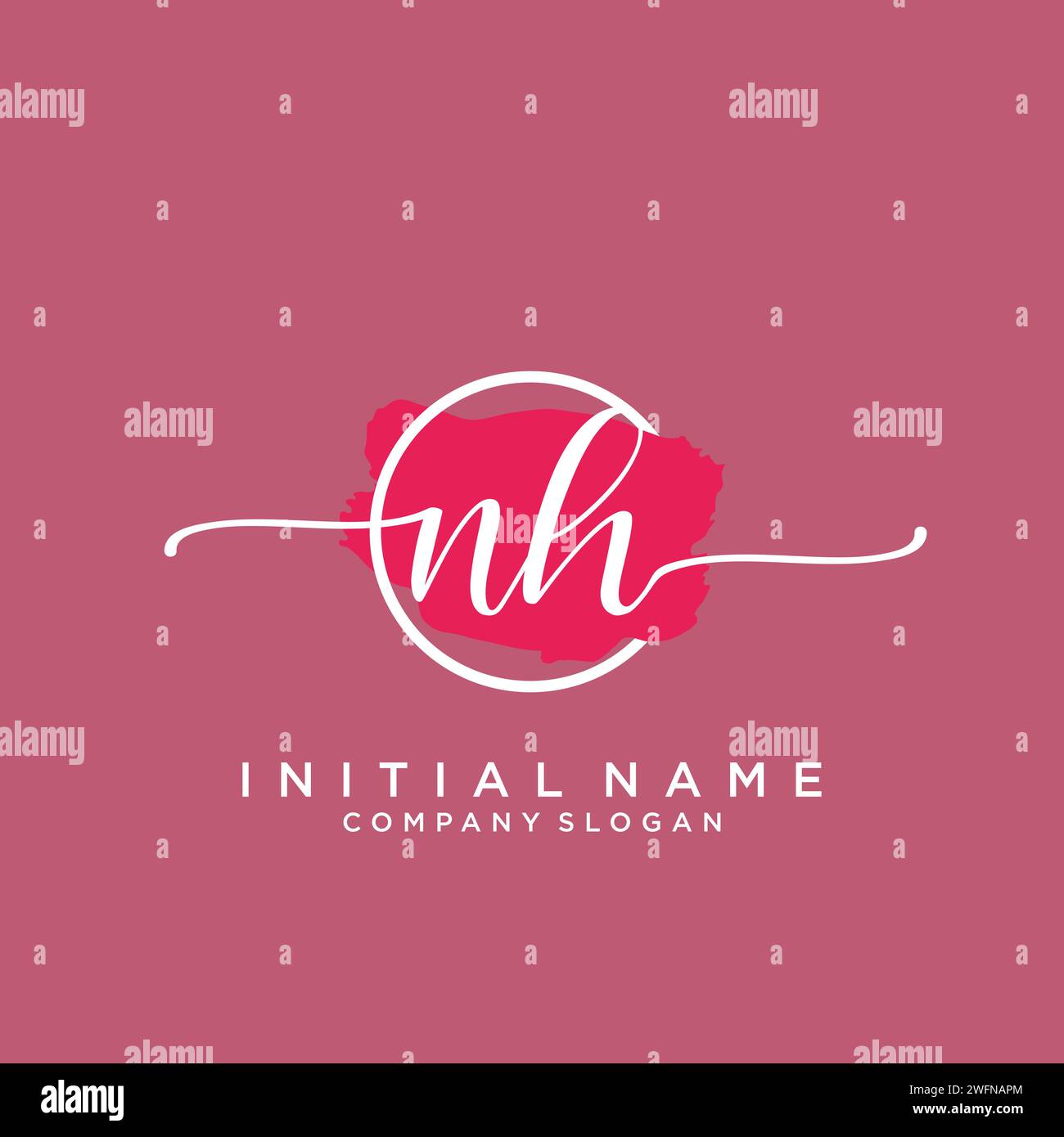 NH Initial handwriting logo with circle Stock Vector