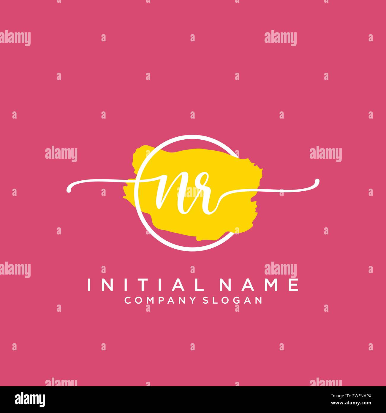NR Initial handwriting logo with circle Stock Vector