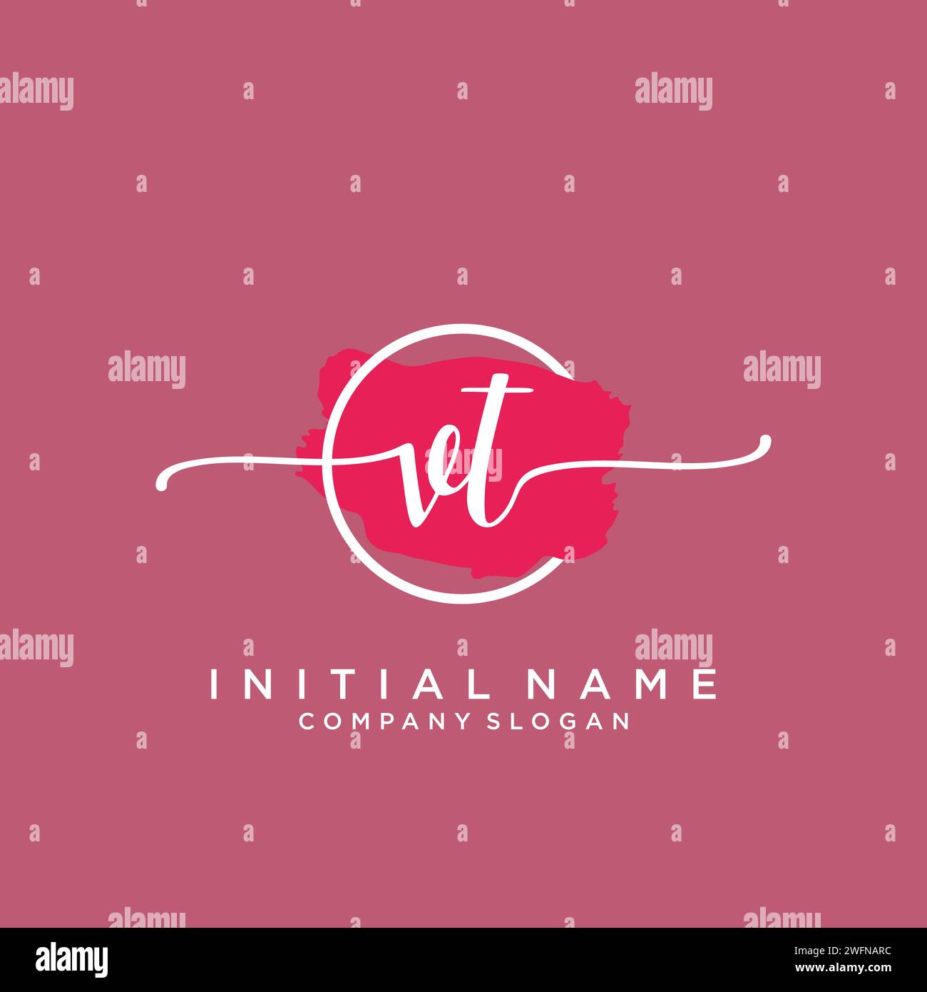 VT Initial handwriting logo with circle Stock Vector