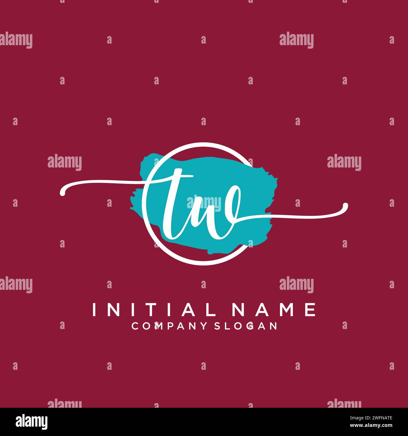 TW Initial handwriting logo with circle Stock Vector