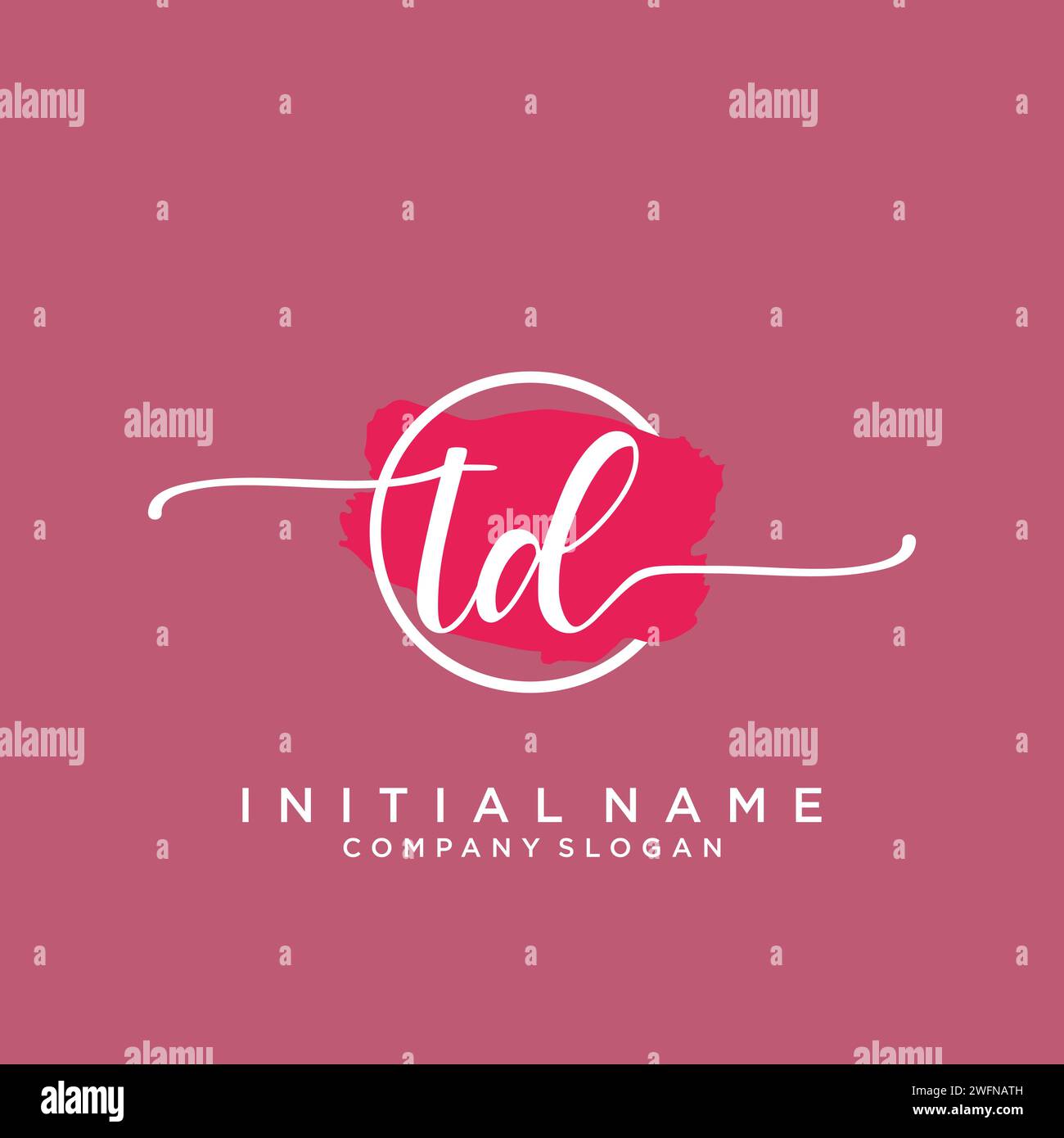TD Initial handwriting logo with circle Stock Vector