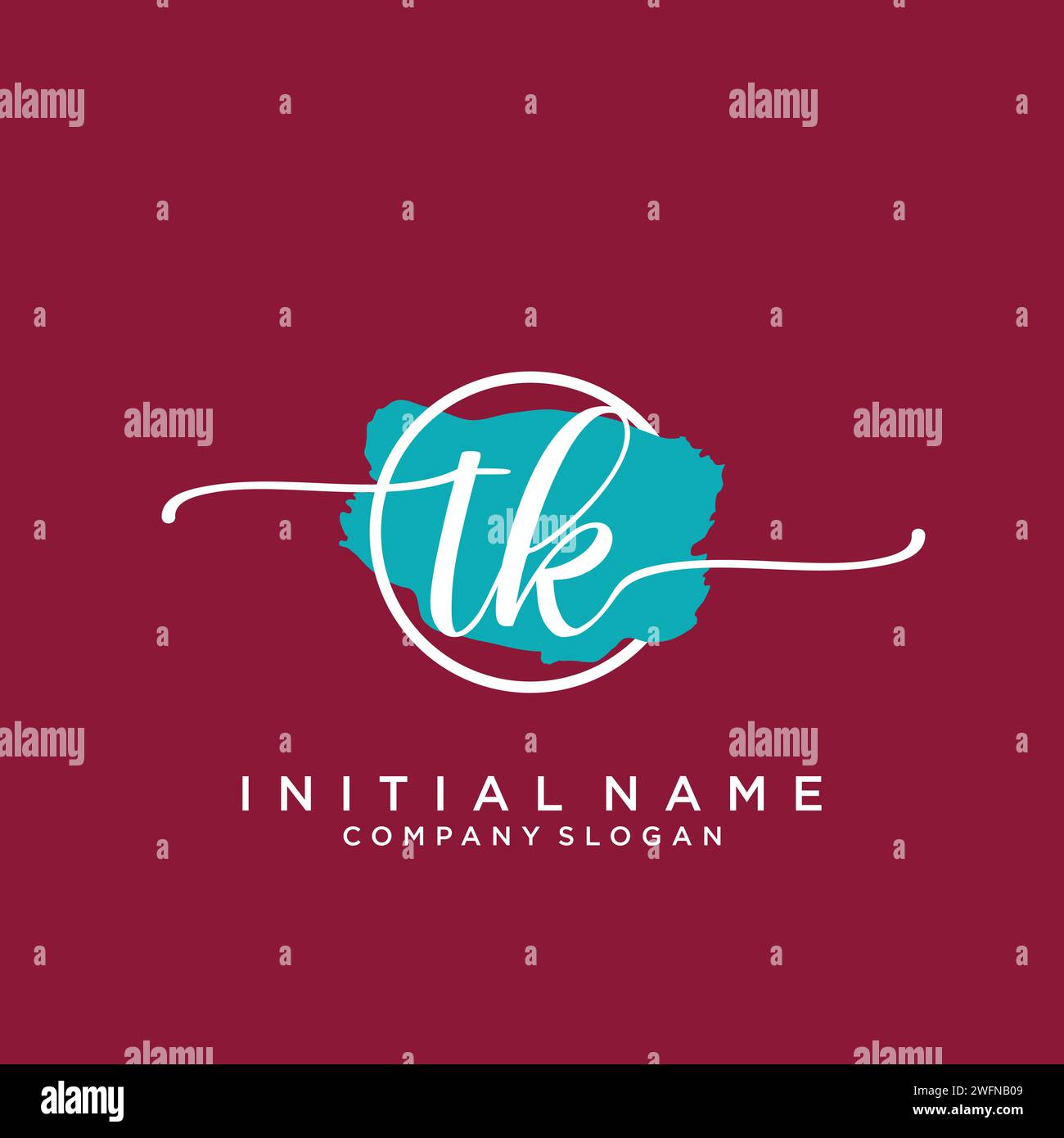 TK Initial handwriting logo with circle Stock Vector