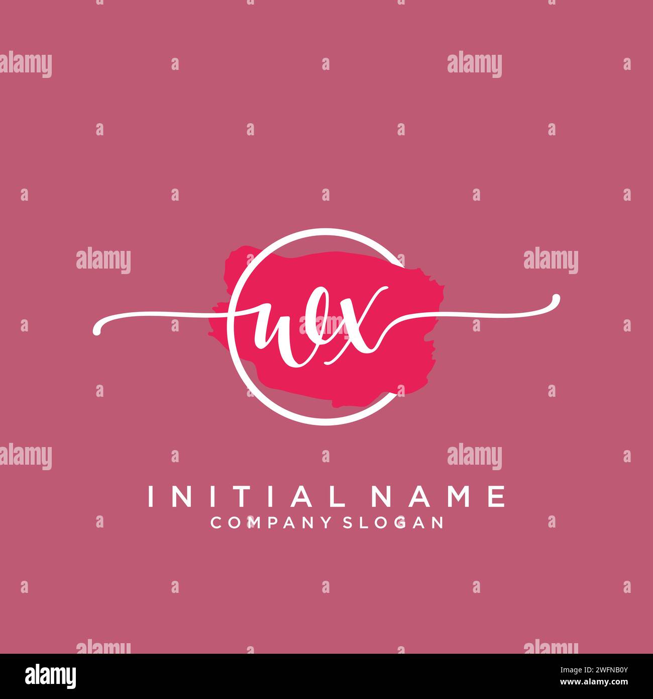 WX Initial handwriting logo with circle Stock Vector