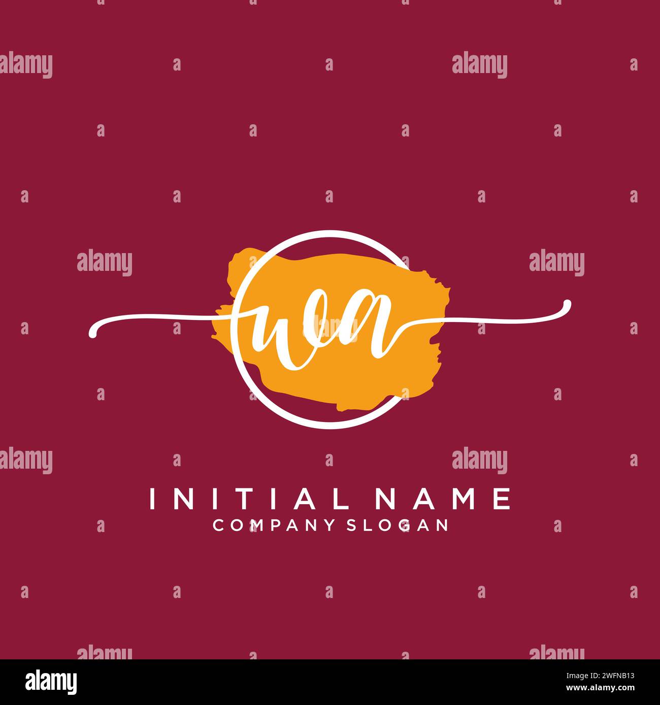 WA Initial handwriting logo with circle Stock Vector