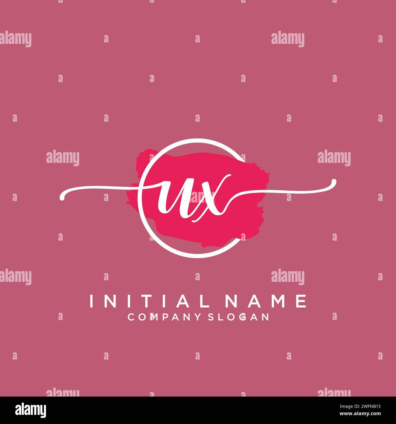 UX Initial handwriting logo with circle Stock Vector