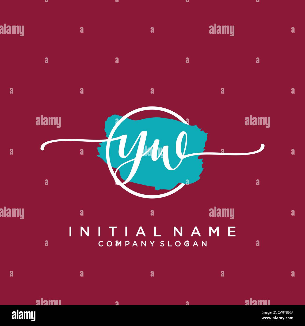 YW Initial handwriting logo with circle Stock Vector