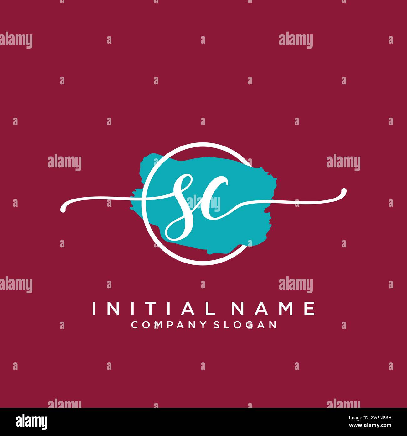SC Initial handwriting logo with circle Stock Vector