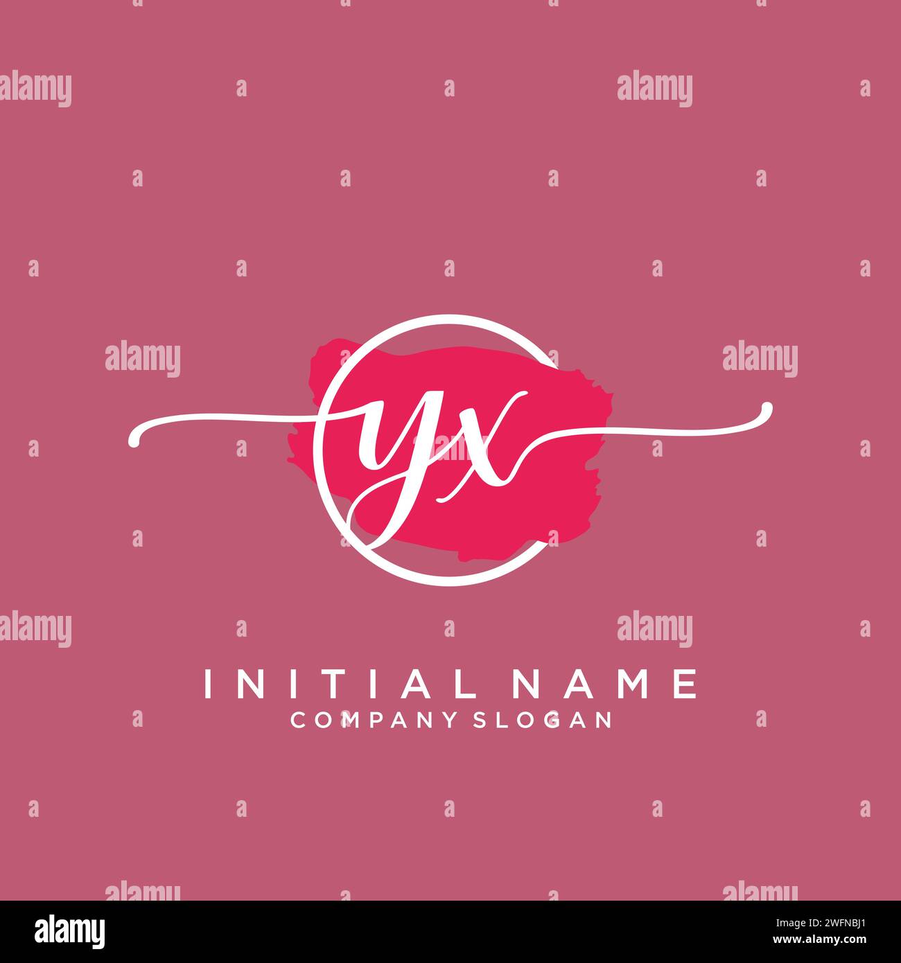 YX Initial handwriting logo with circle Stock Vector