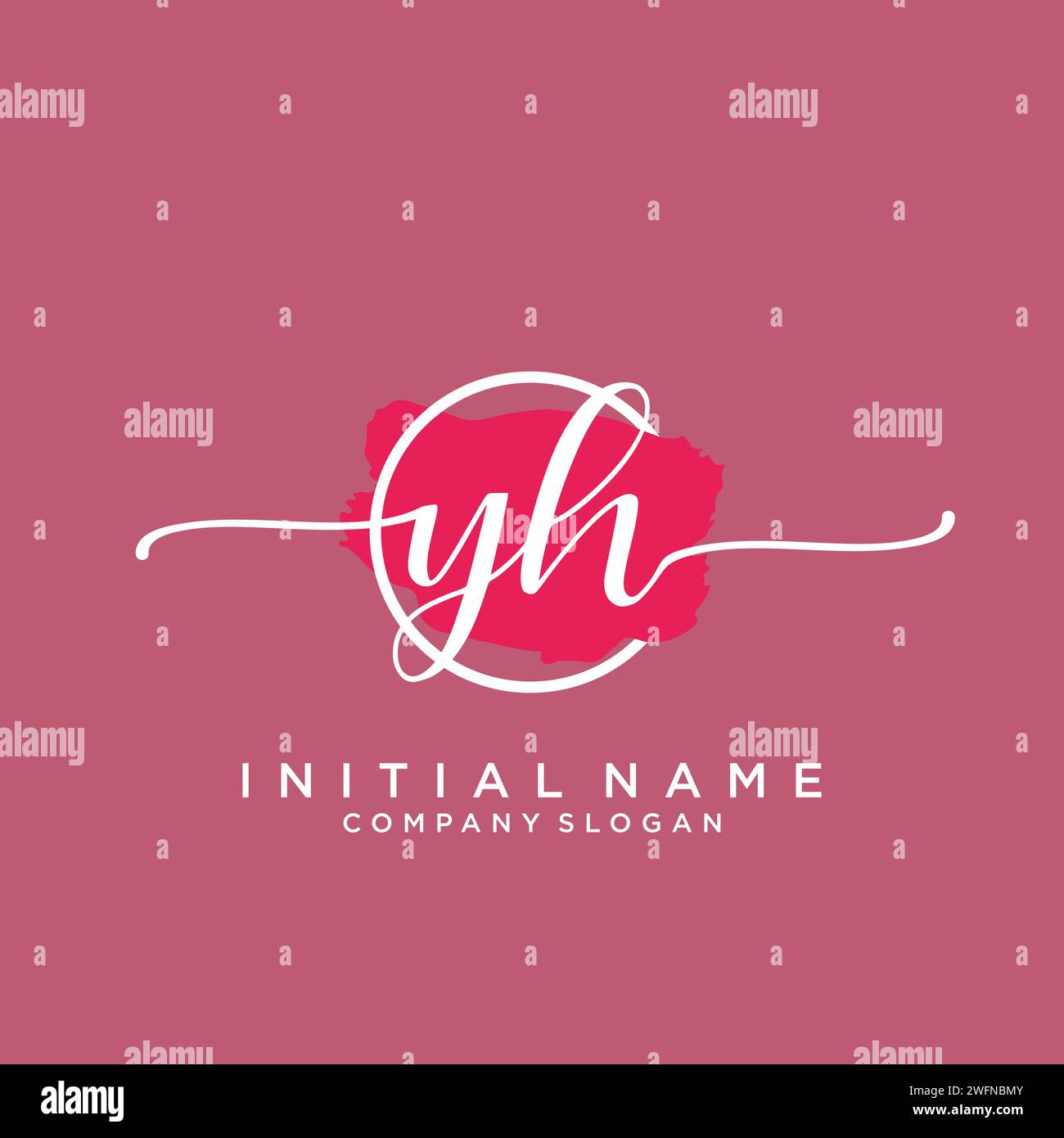 YH Initial handwriting logo with circle Stock Vector