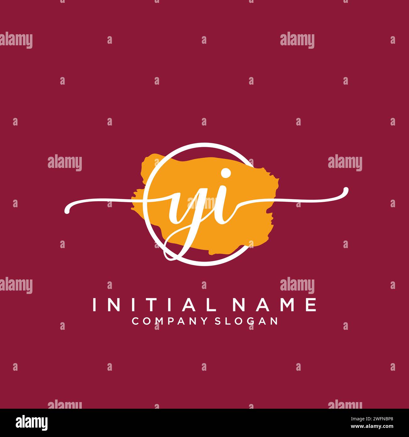 YI Initial handwriting logo with circle Stock Vector
