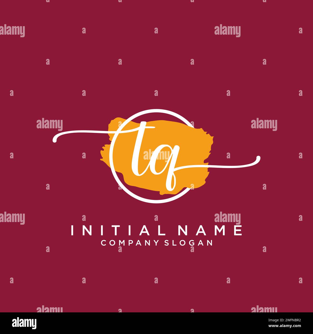 TQ Initial handwriting logo with circle Stock Vector