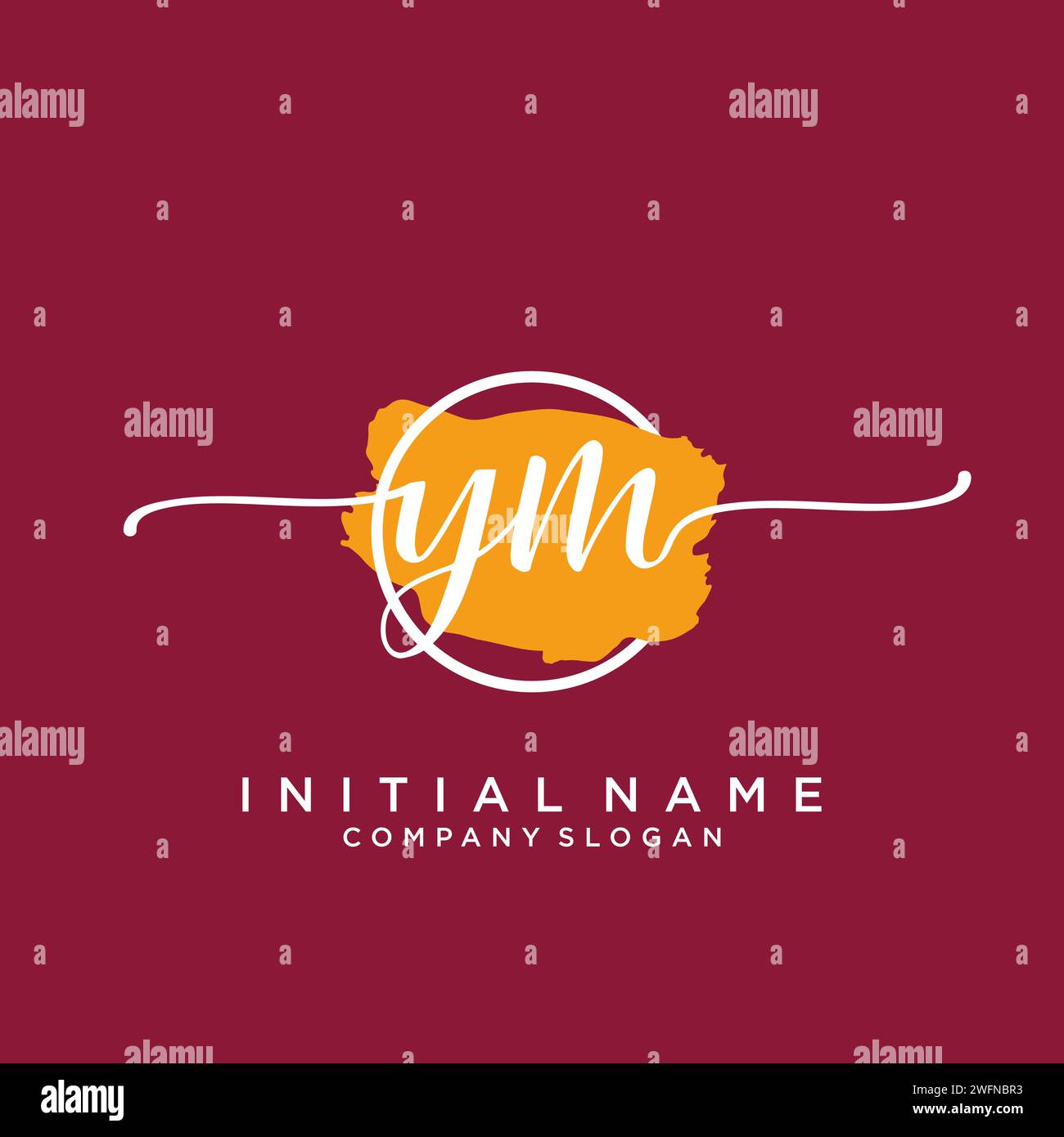 YM Initial handwriting logo with circle Stock Vector