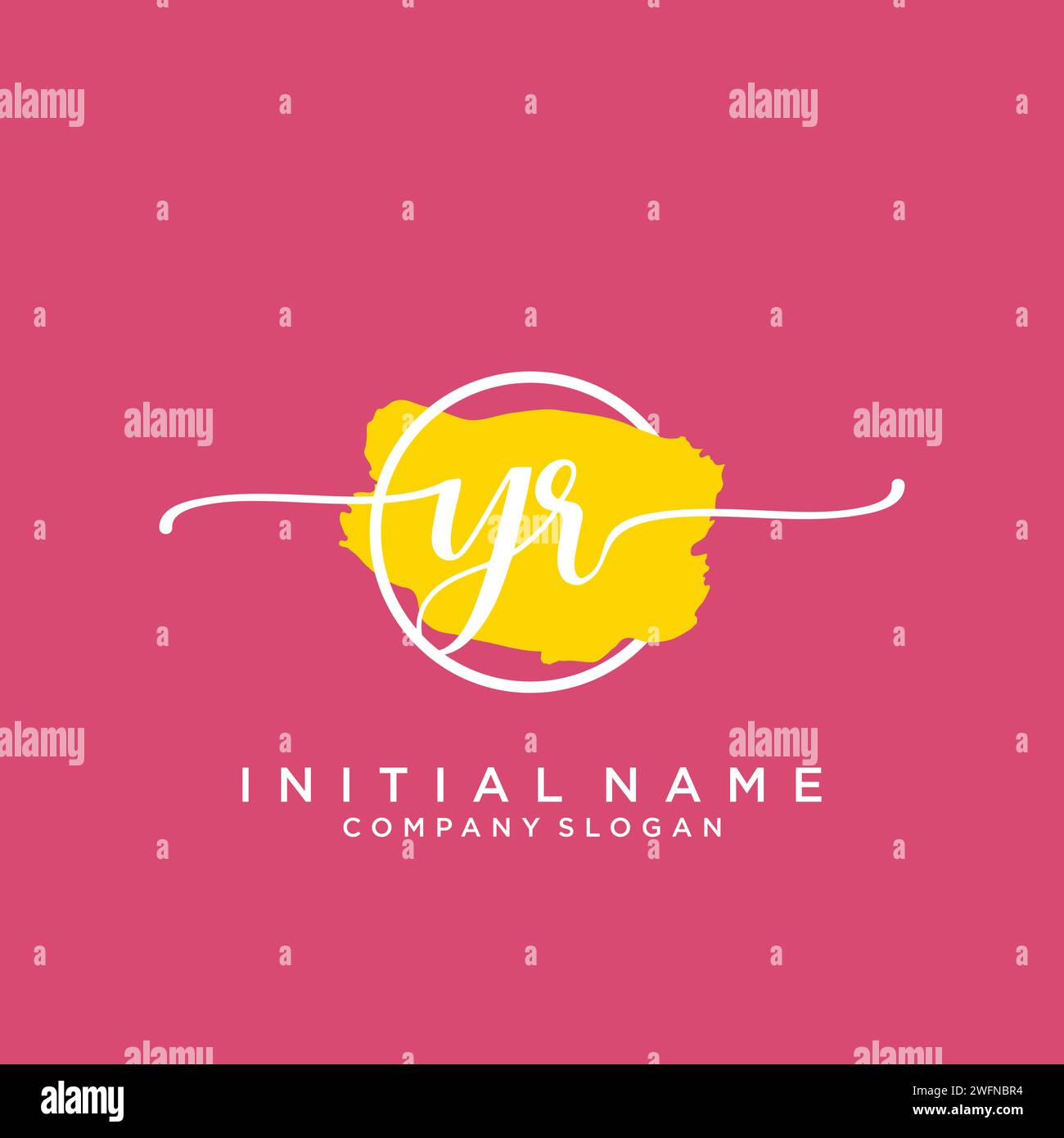 YR Initial handwriting logo with circle Stock Vector
