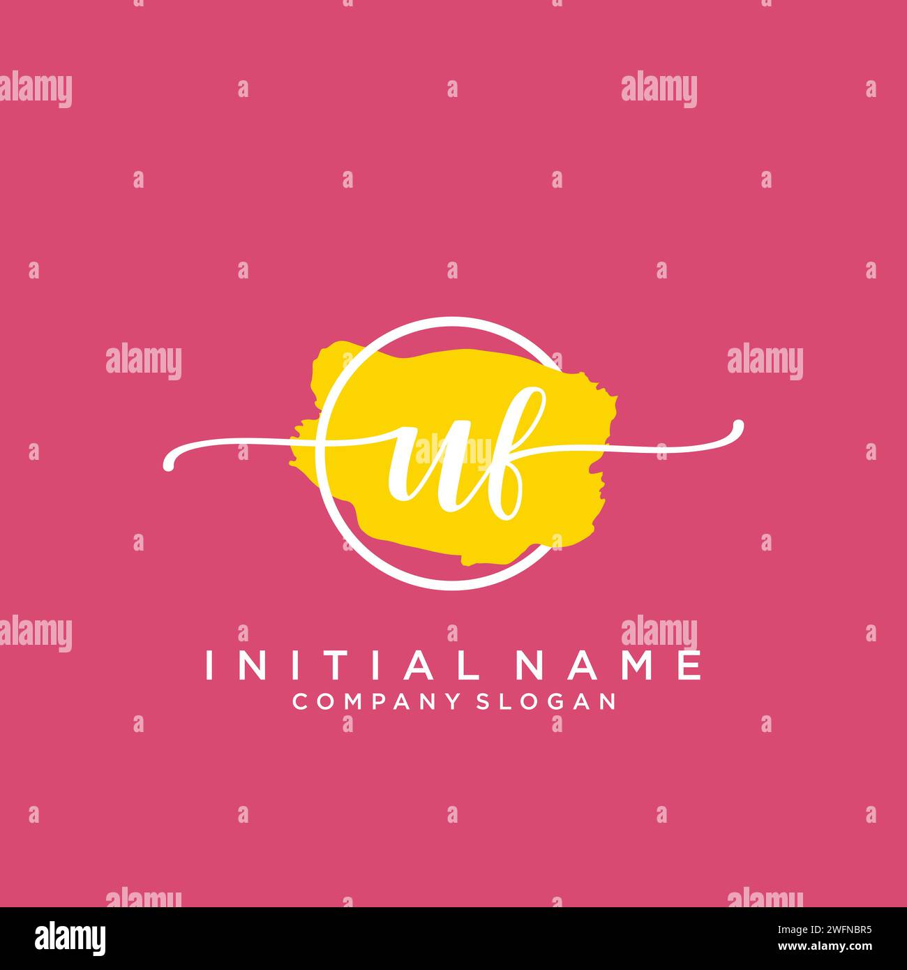 UF Initial handwriting logo with circle Stock Vector