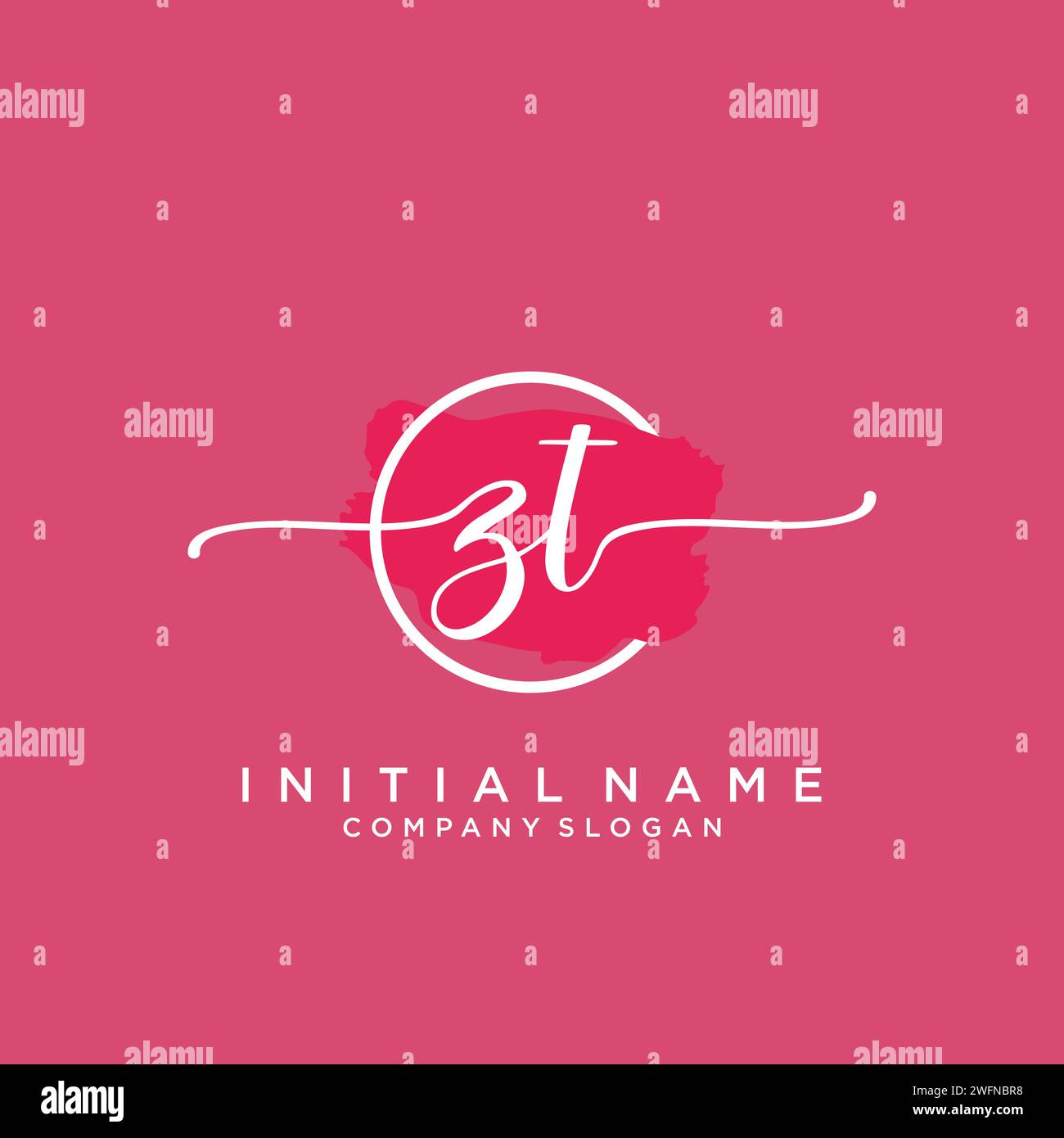 ZT Initial handwriting logo with circle Stock Vector