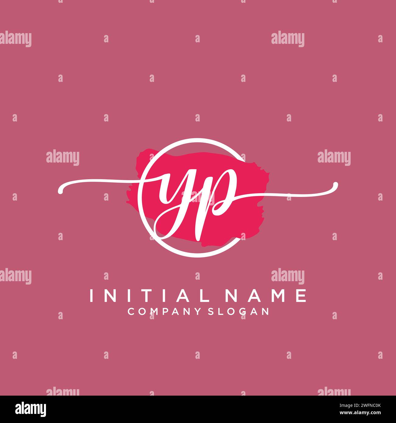 YP Initial handwriting logo with circle Stock Vector