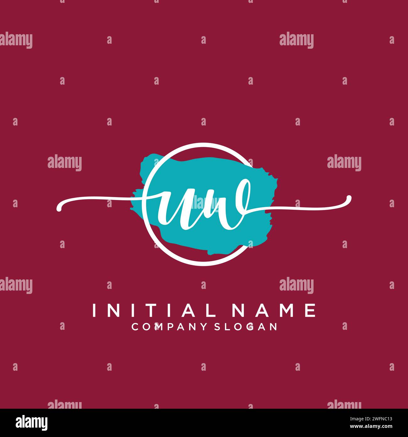 UW Initial handwriting logo with circle Stock Vector