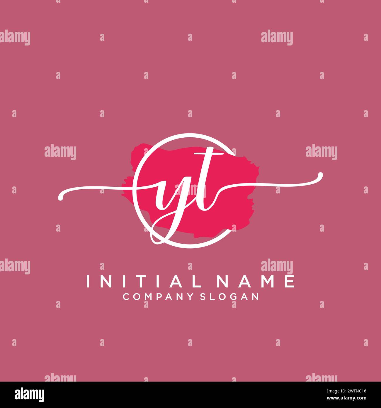 YT Initial handwriting logo with circle Stock Vector