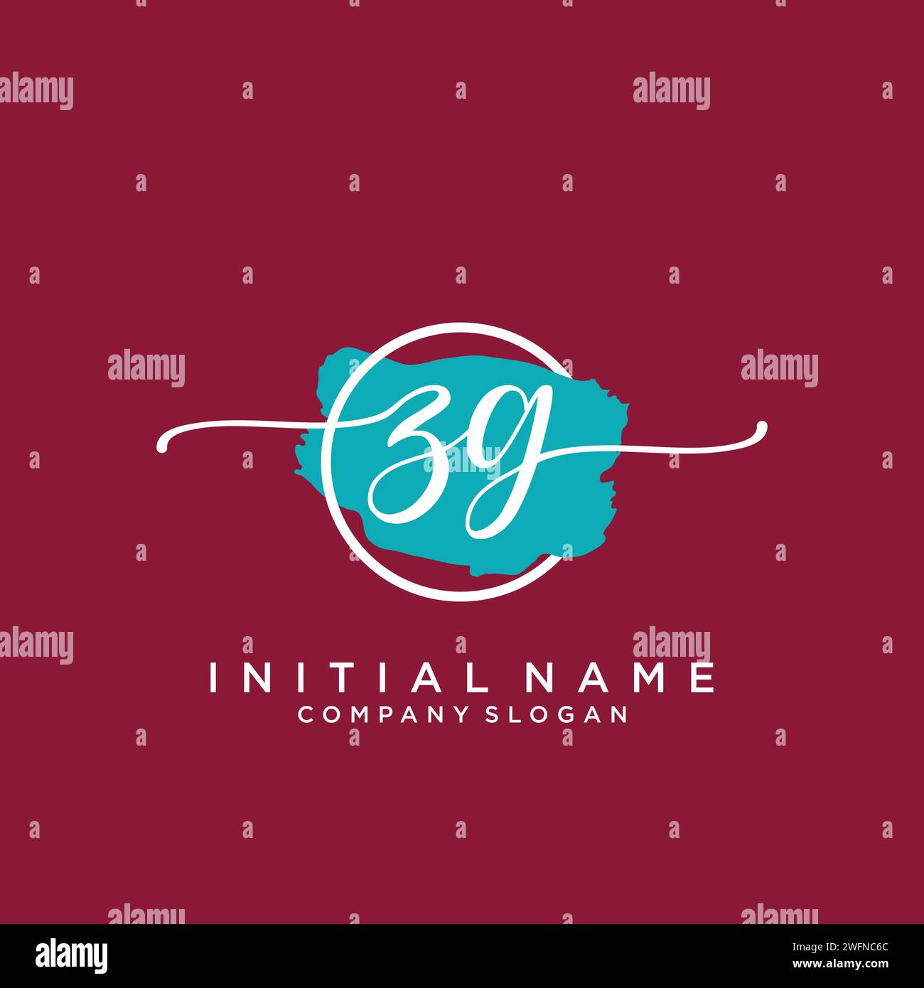 ZG Initial handwriting logo with circle Stock Vector