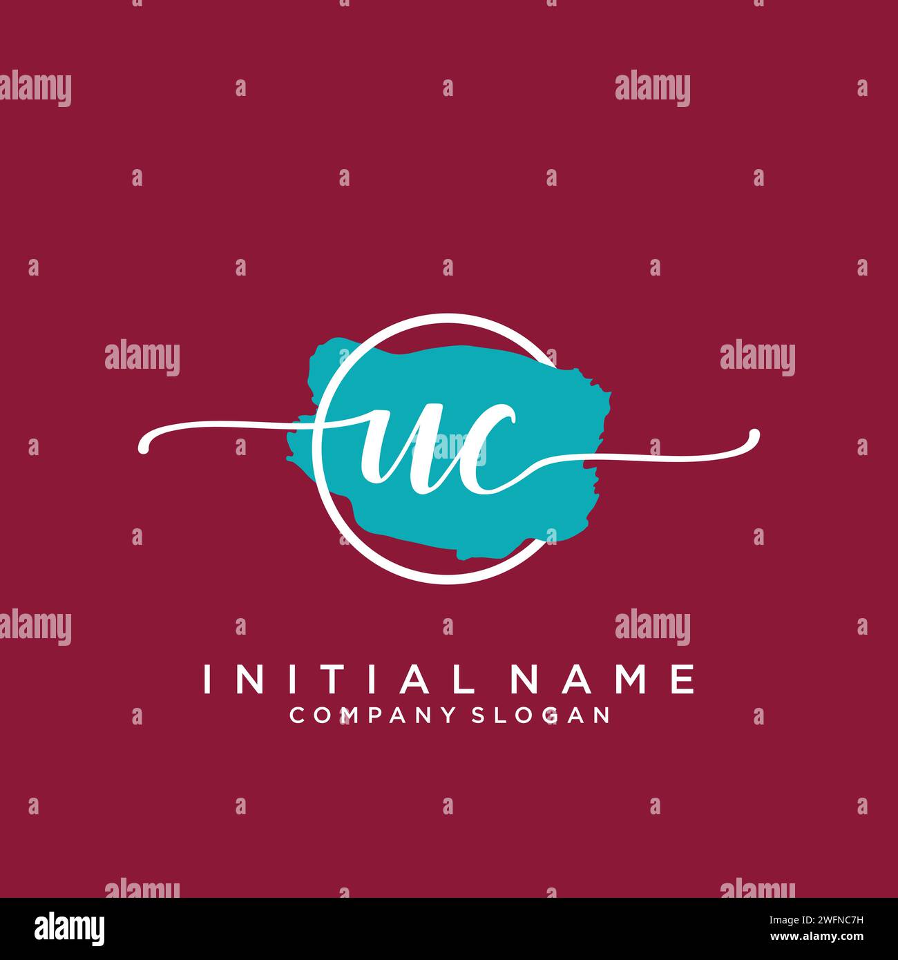 UC Initial handwriting logo with circle Stock Vector