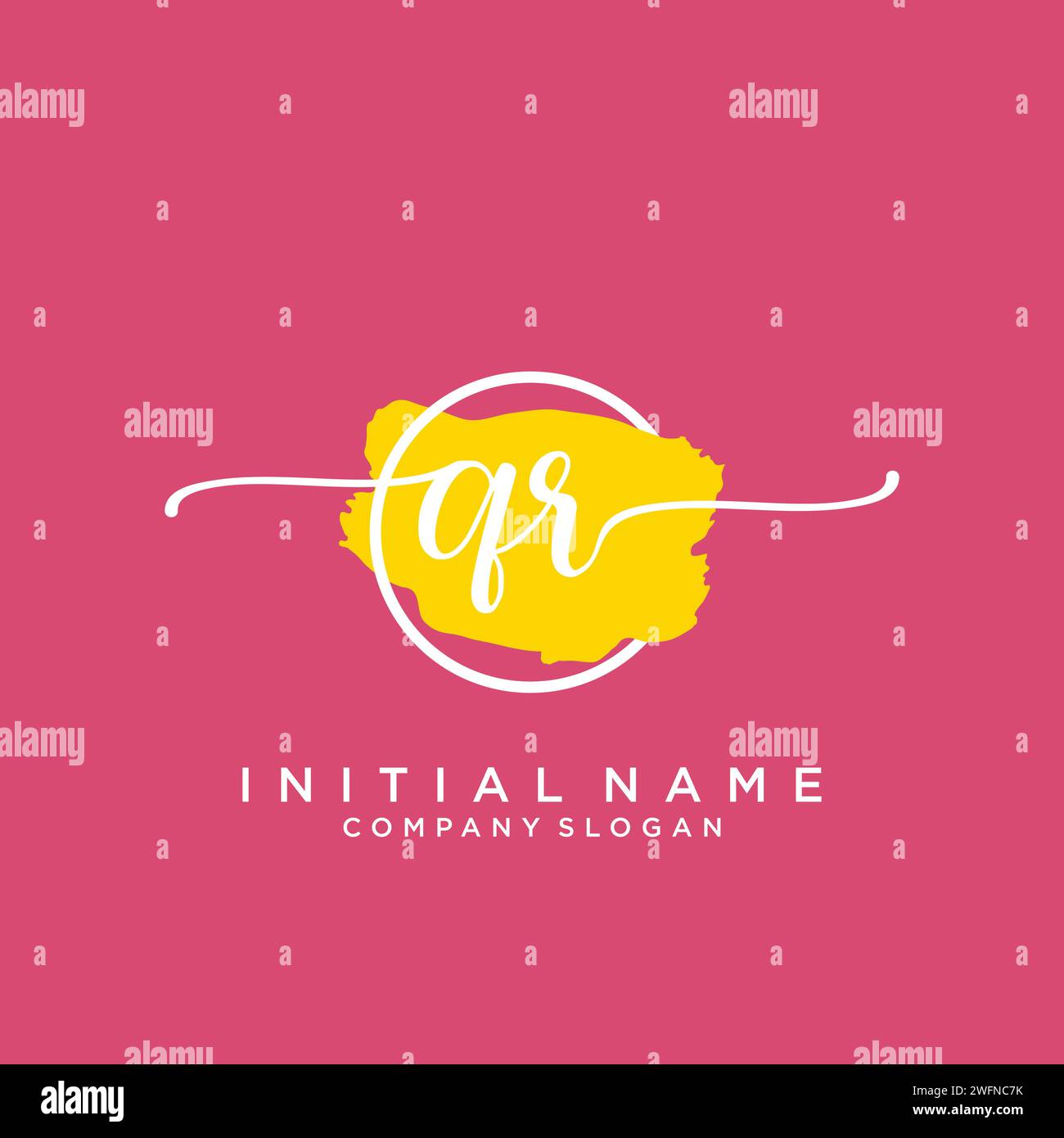 QR Initial handwriting logo with circle Stock Vector
