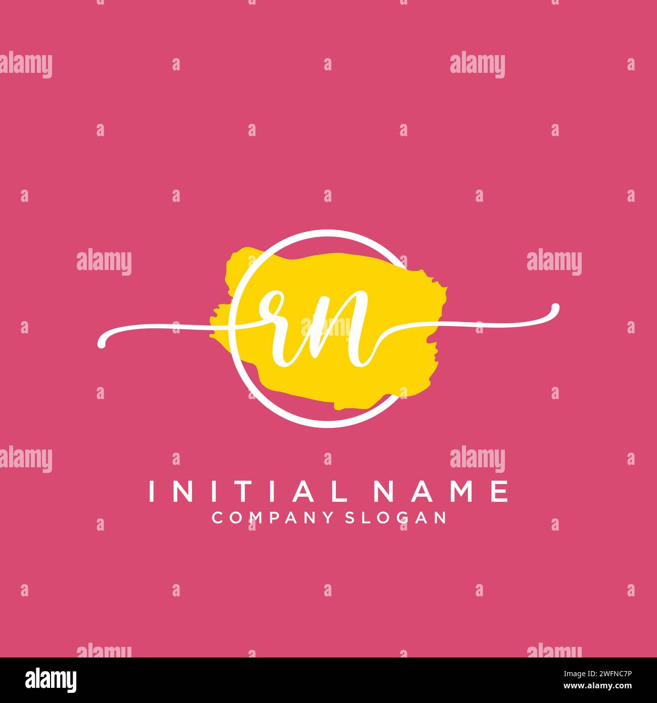 RN Initial handwriting logo with circle Stock Vector