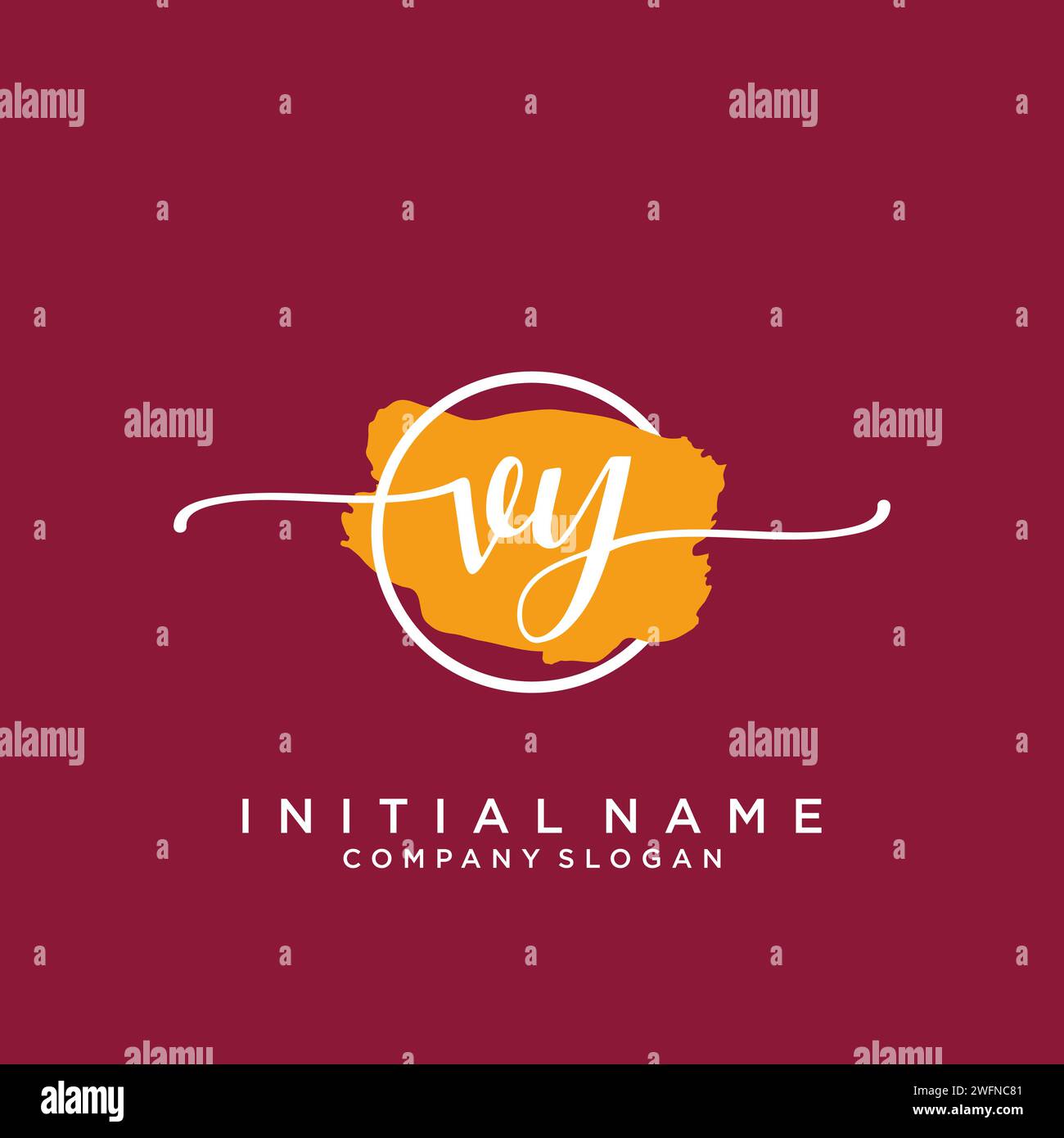 VY Initial handwriting logo with circle Stock Vector