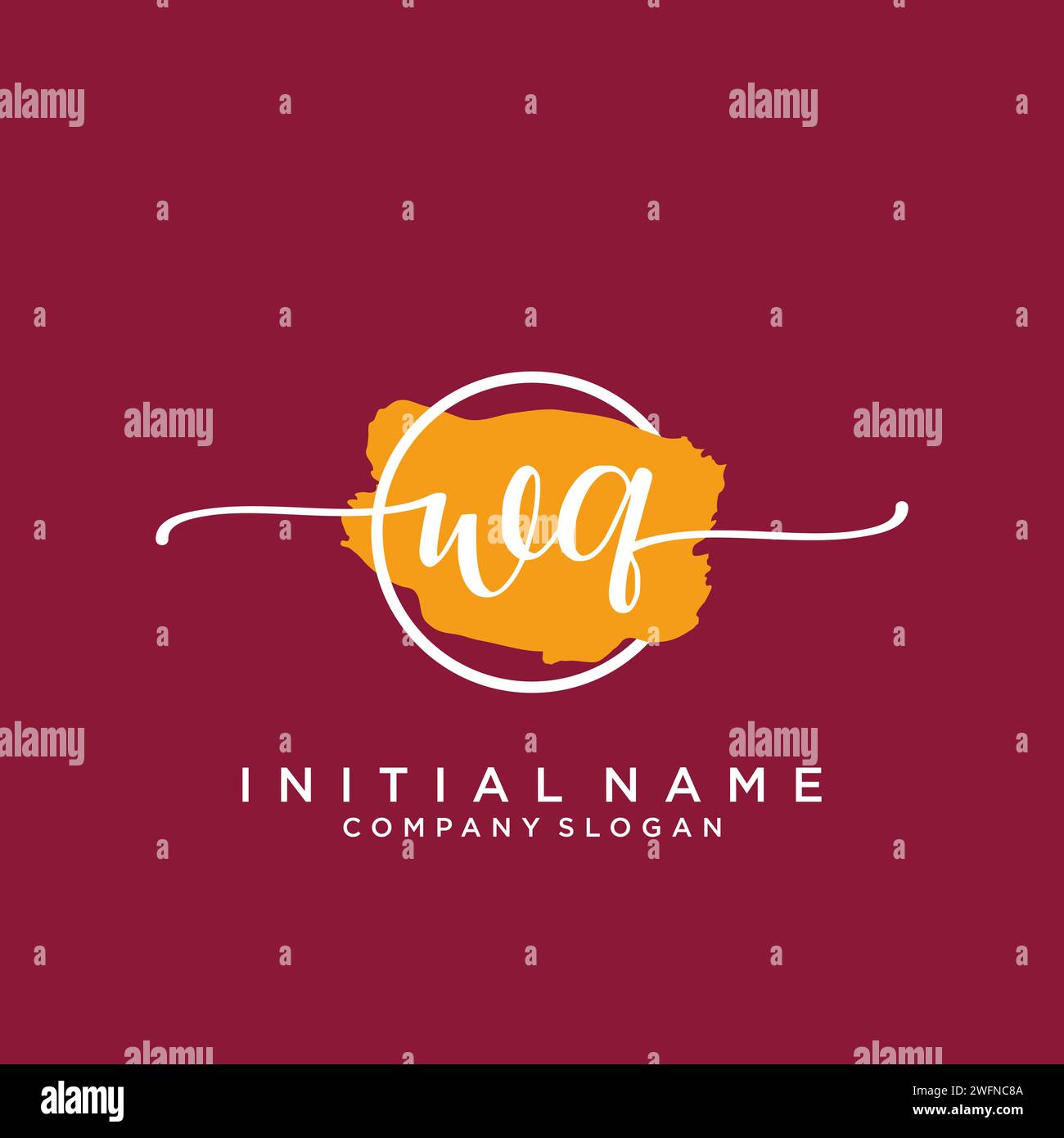 WQ Initial handwriting logo with circle Stock Vector