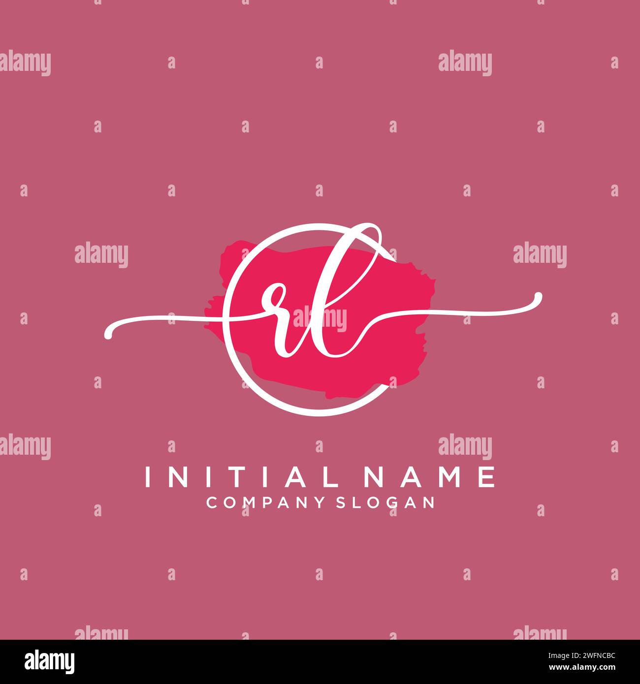 RL Initial handwriting logo with circle Stock Vector
