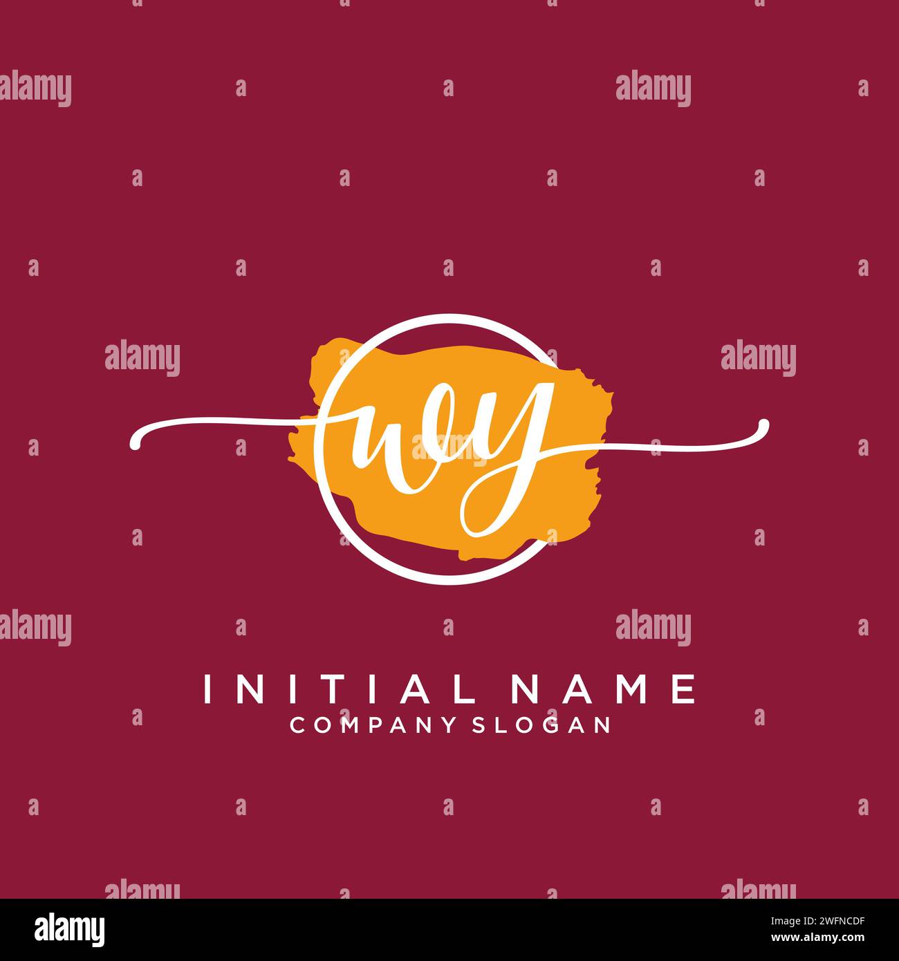 WY Initial handwriting logo with circle Stock Vector