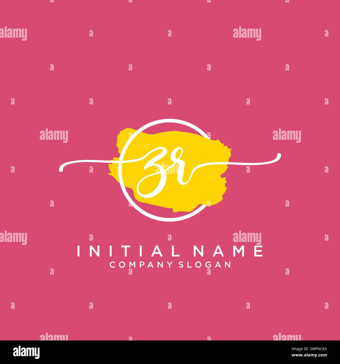 ZR Initial handwriting logo with circle Stock Vector