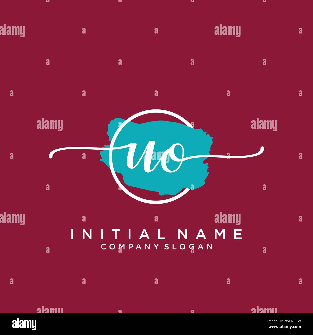 UO Initial handwriting logo with circle Stock Vector