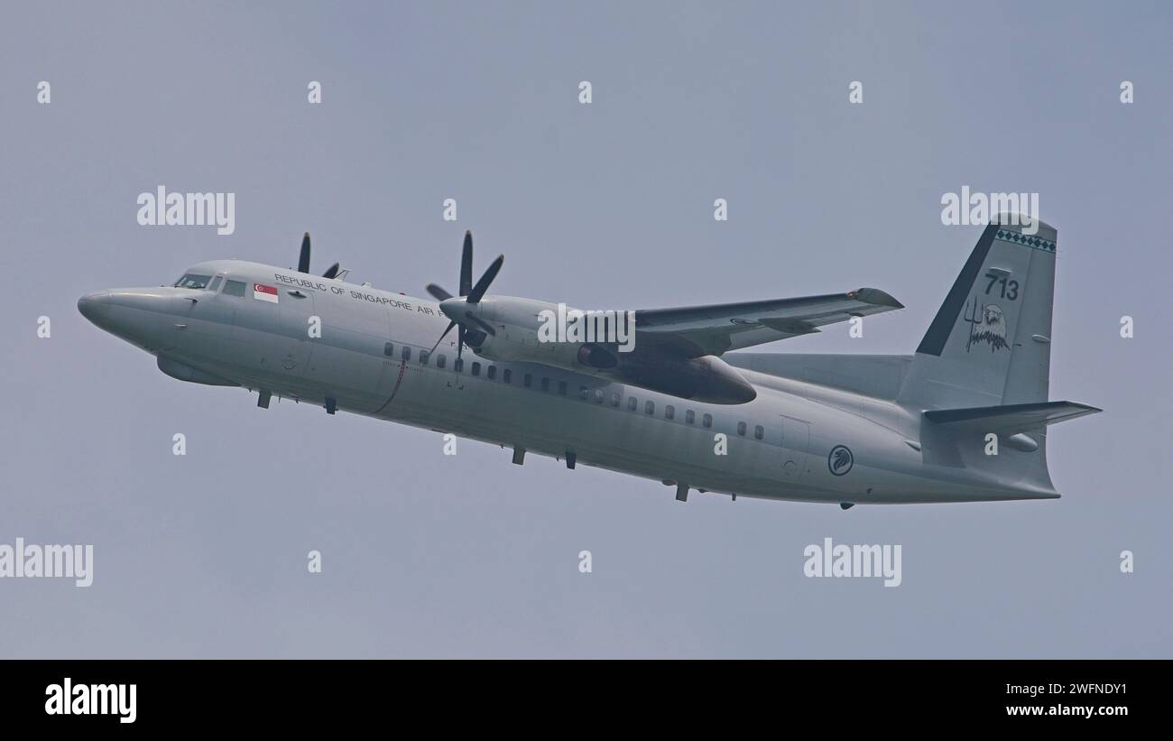 Republic of Singapore Air Force , serial 713 Fokker 50 from the 121 Squadron Stock Photo