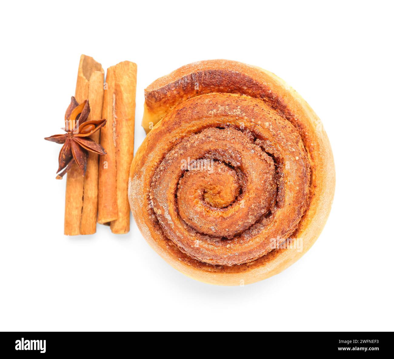 Tasty cinnamon roll on white background Stock Photo - Alamy
