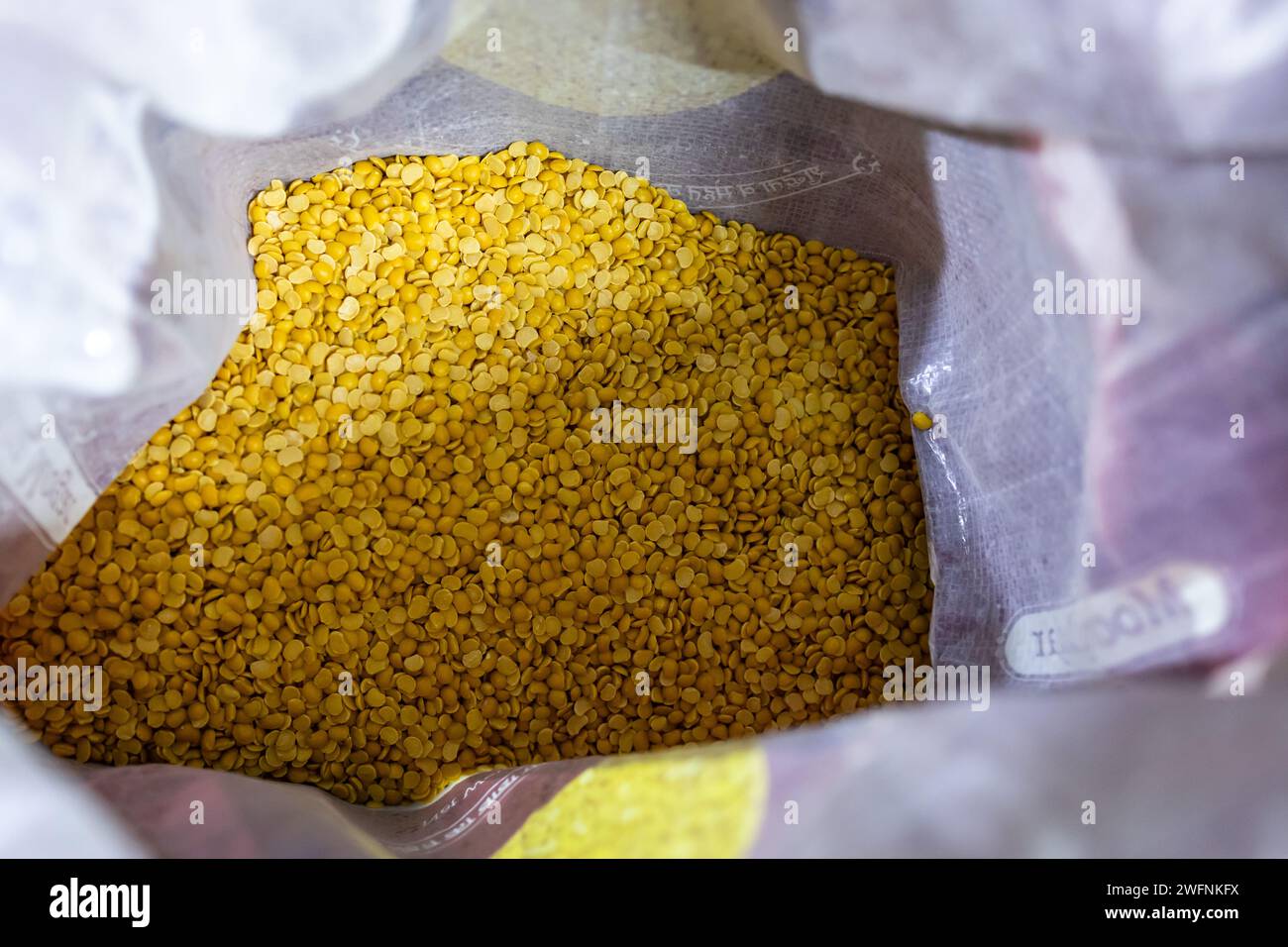split pigeon pea for sale at retail shop from top angle at day Stock