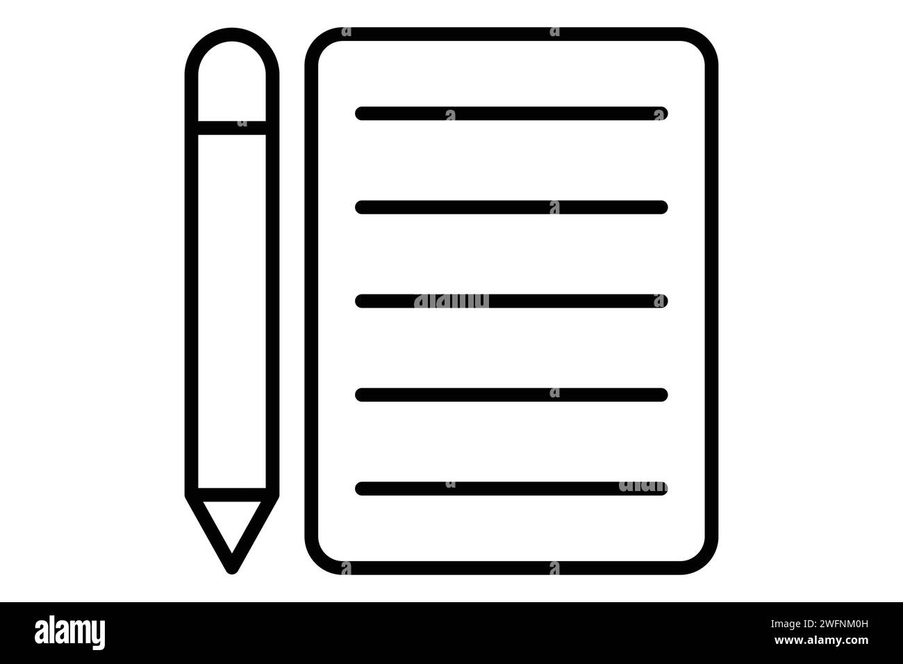 Pencil and Notepad icon. icon related to lesson planning and note-taking. line icon style. element illustration Stock Vector