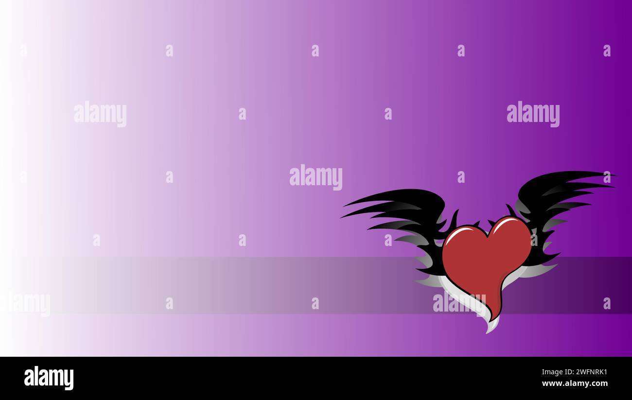 red winged heart tattoo ink sticker background in vector format Stock Vector