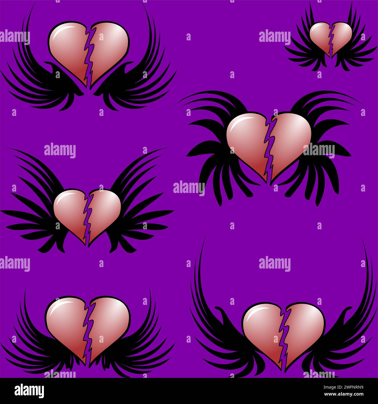 red winged heart tattoo ink sticker pack collection in vector format Stock Vector