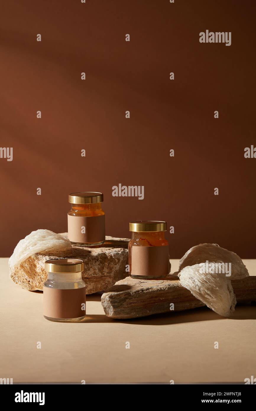 Some edible bird nests and bird nest soup contained in glass