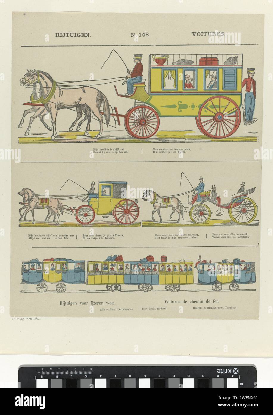 Carriages / Voitures, 1833 1911 print Leaf with 3 horizontal rows