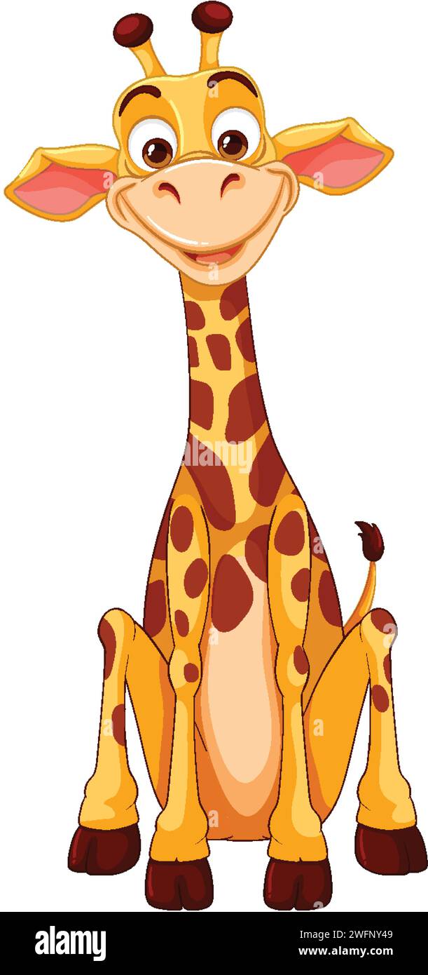 Vector illustration of a happy seated giraffe Stock Vector Image & Art ...