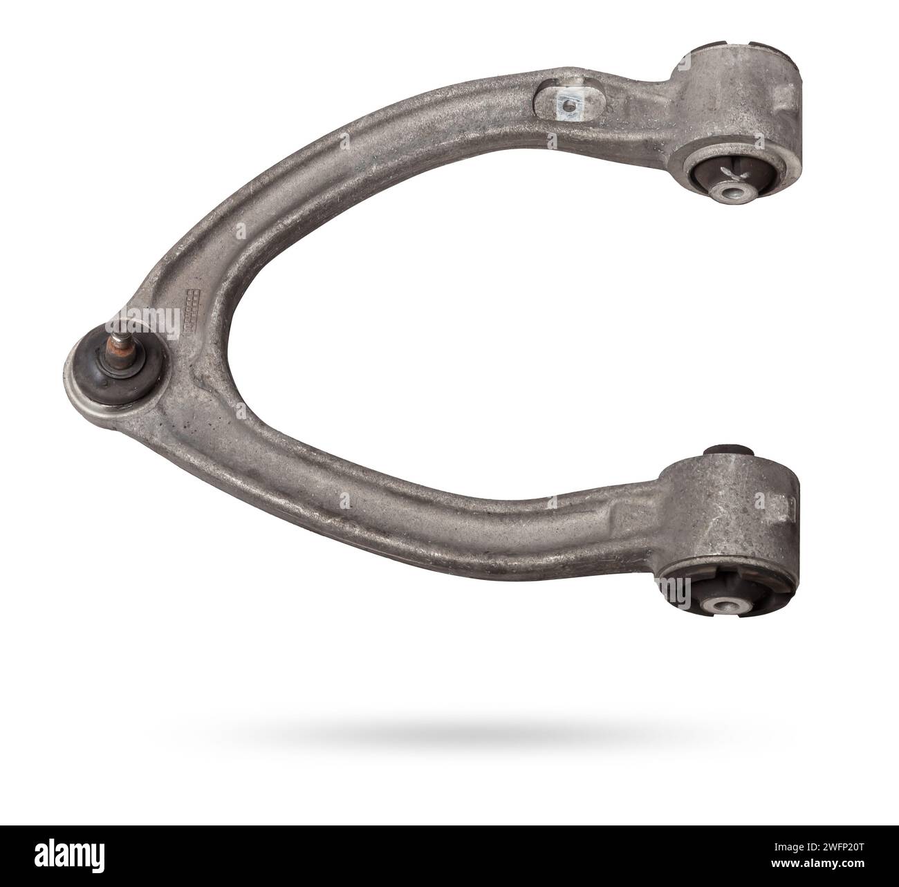 Curved metal chassis arm lever with ball and rubbermetal joint with