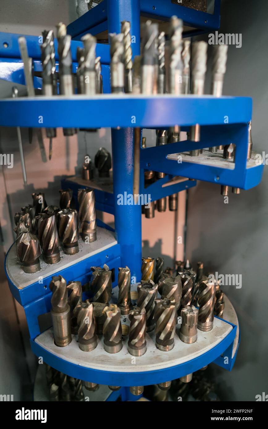 tool cabinet at the factory for CNC machine, close up Stock Photo - Alamy
