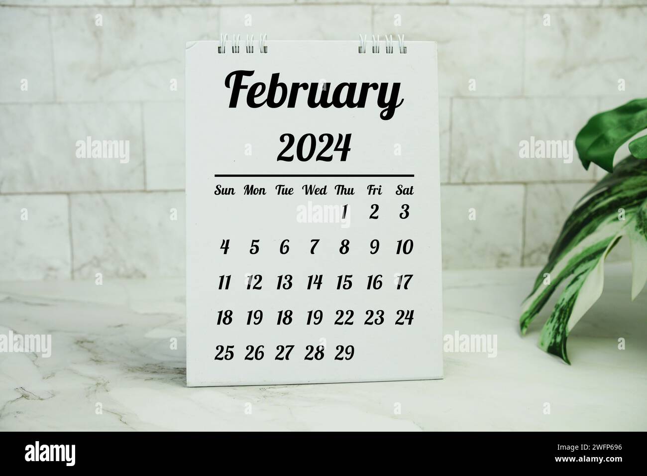 February 2024 annual monthly desk calendar for planning and management