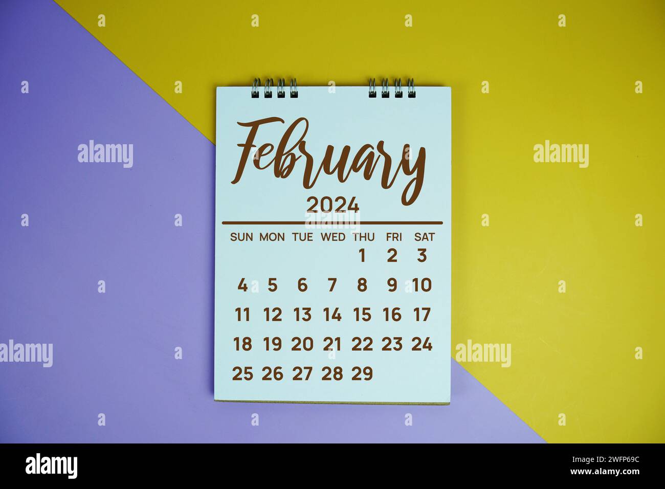 February 2024 annual monthly desk calendar for planning and management