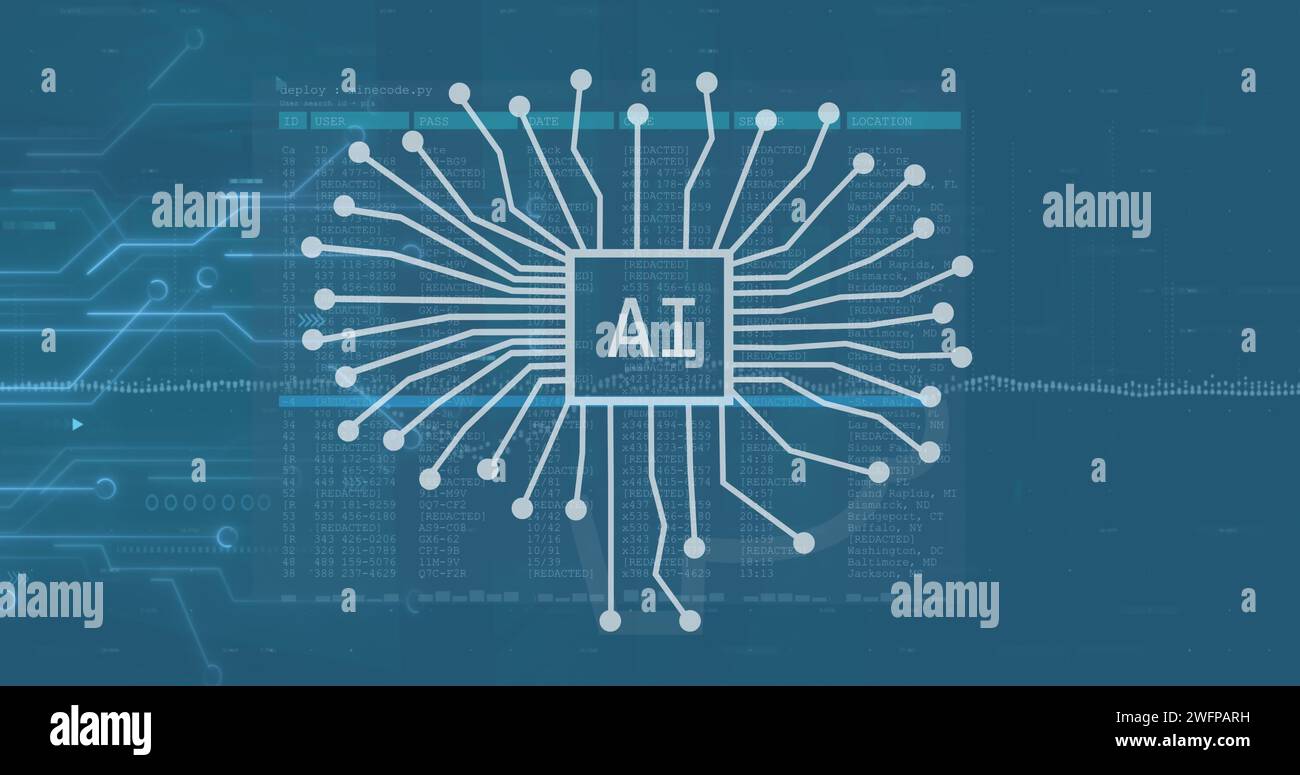 Image of ai data processing over connections with ai icons Stock Photo ...