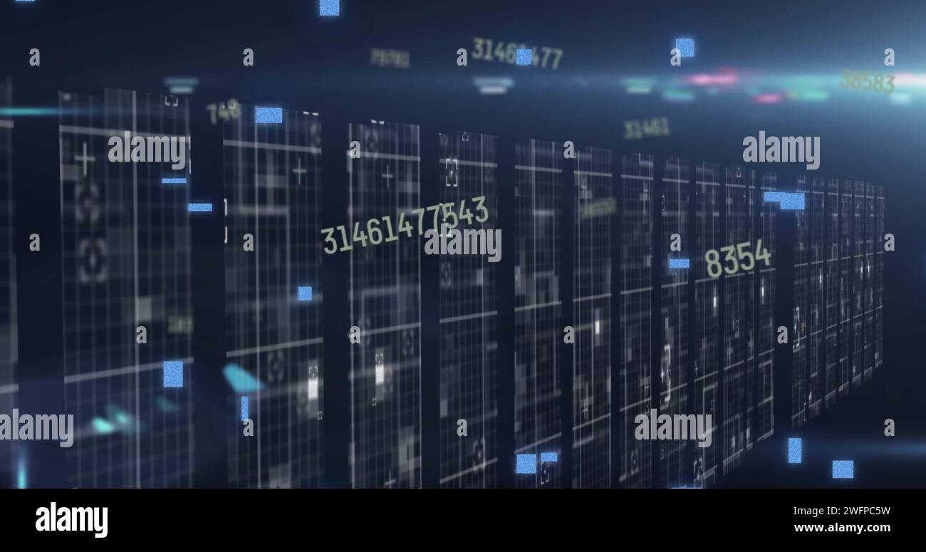 Image of data processing over numbers over computer servers Stock Photo ...