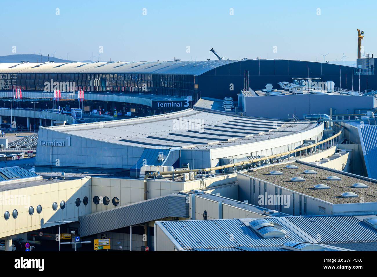 schwechat, austria, 30 jan 2024, terminal 1 and 3 at the vienna